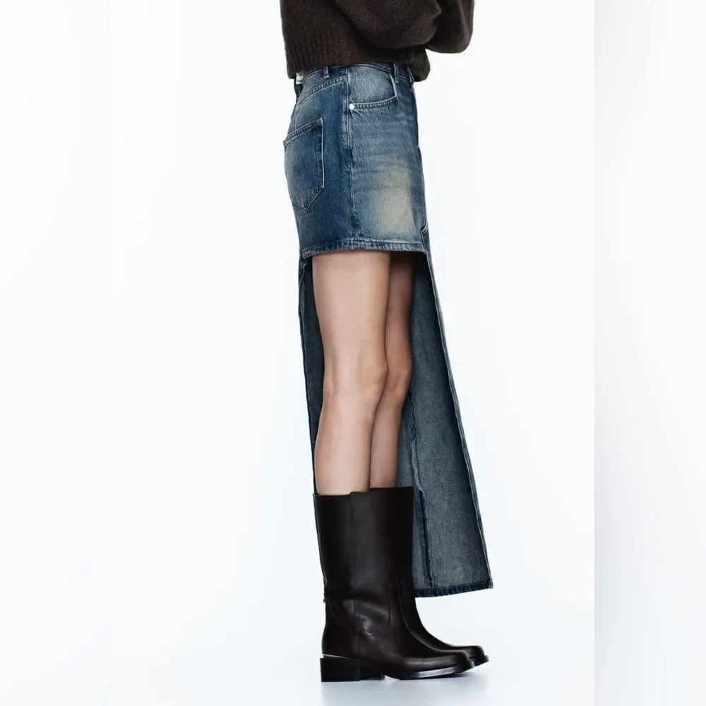 ZARA Z1975 ASYMMETRIC DENIM SKIRT